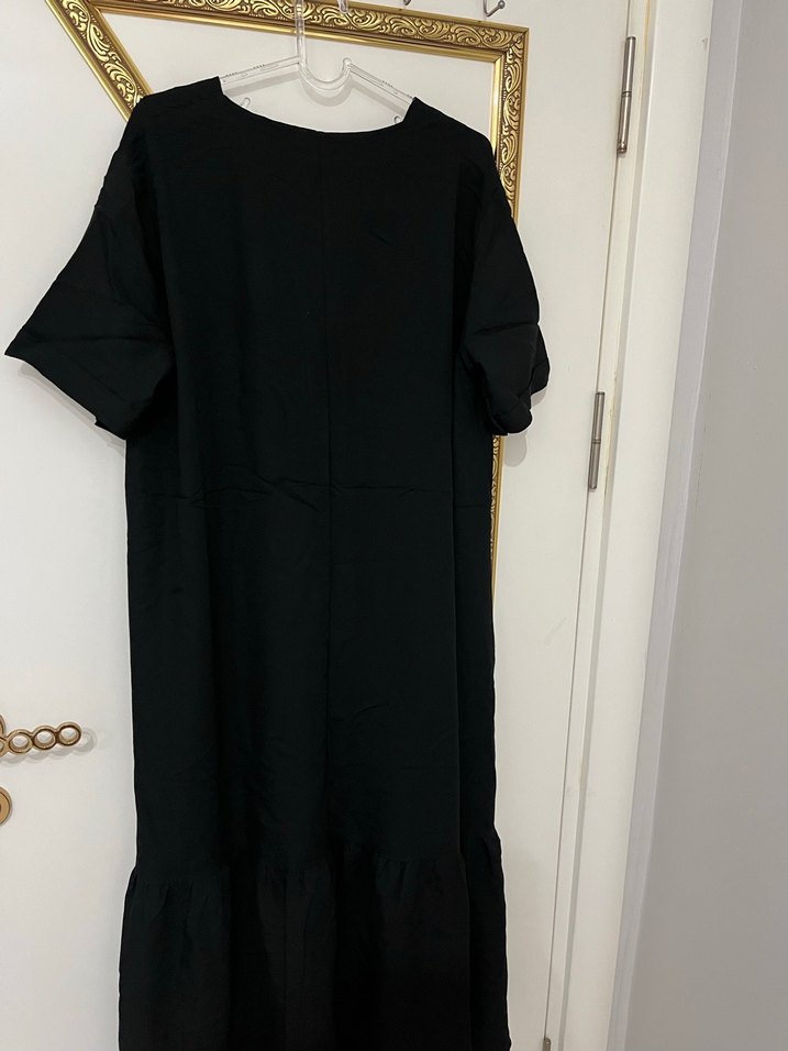 Siyah Uzun Bohem Elbise pamuklu - Görsel 4