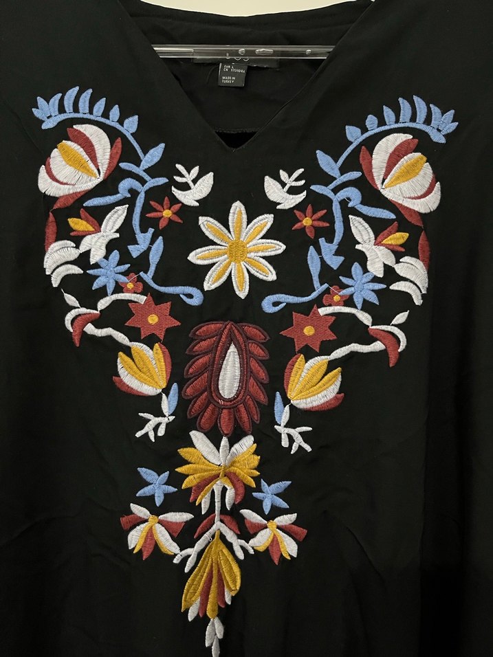 Siyah Uzun Bohem Elbise pamuklu - Görsel 2