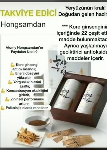 diğer Beden Atomy Hongsamdan Kırmızı Kore Ginsengi Takviye