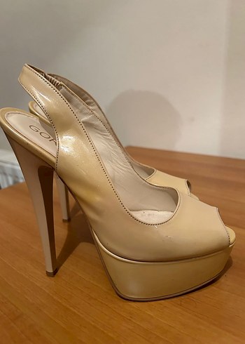 Bej Platform Topuklu Kadın Ayakkabı - Görsel 2