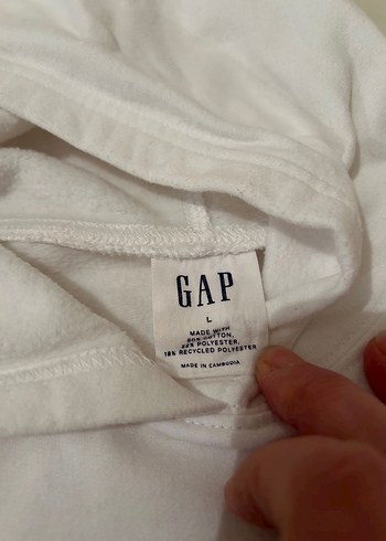 l Beden beyaz Renk GAP Beyaz Kapüşonlu Kadın Sweatshirt