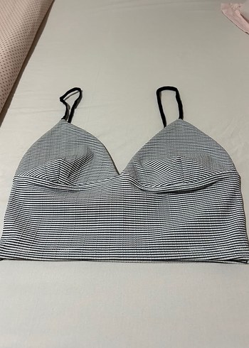 Çizgili Gri Minimalist Büstiyer