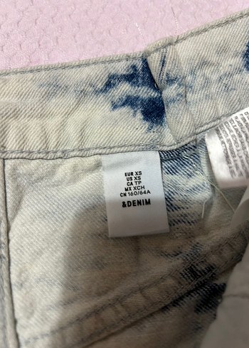 Diğer Mavi Tie-Dye Denim Mini Etek