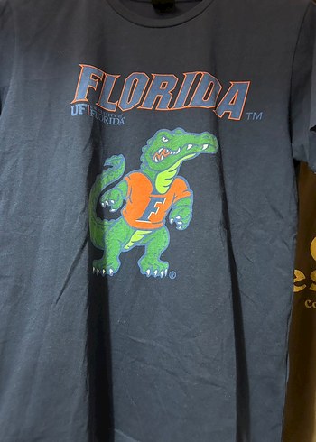Florida Baskılı Siyah Tişört