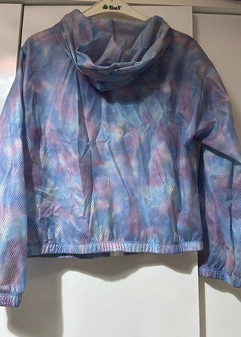 Şeffaf Pastel Mavi Batik Desenli Kadın Yağmurluk - Görsel 3