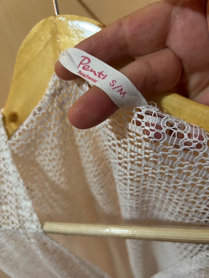 Dantel Detaylı Uzun Beyaz Bohem plaj kimonosu - Görsel 3