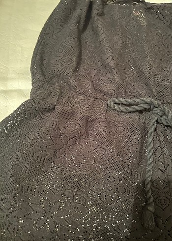 Dantel Detaylı Siyah Straplez Mini Tulum - Görsel 3