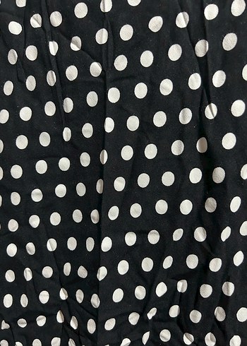 Siyah Puantiyeli Uzun Drapeli Elbise - Görsel 3