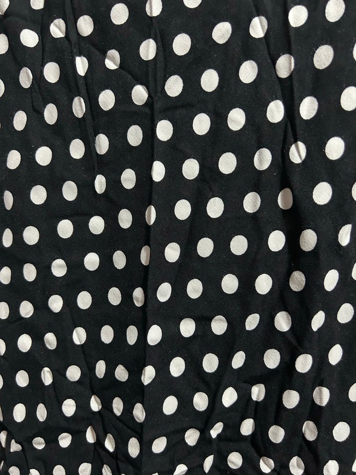 Siyah Puantiyeli Uzun Drapeli Elbise - Görsel 3