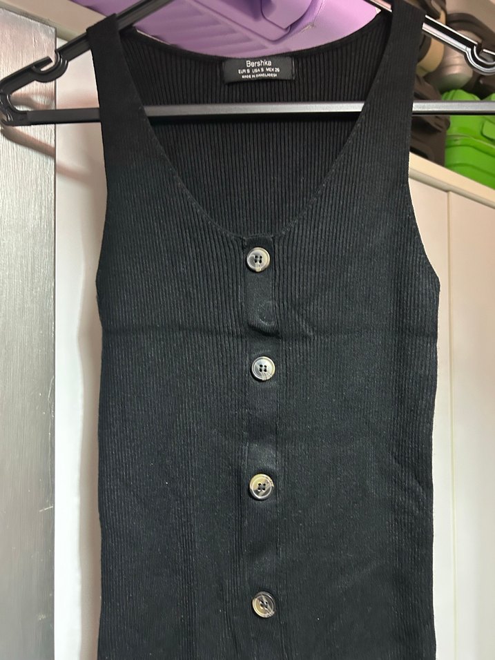 Düğmeli Siyah Uzun Kadın Elbise - Görsel 2