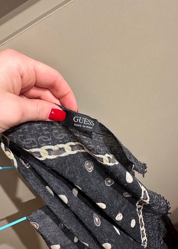 Gri Puantiyeli Denim Bohem Kadın Şal - Görsel 3