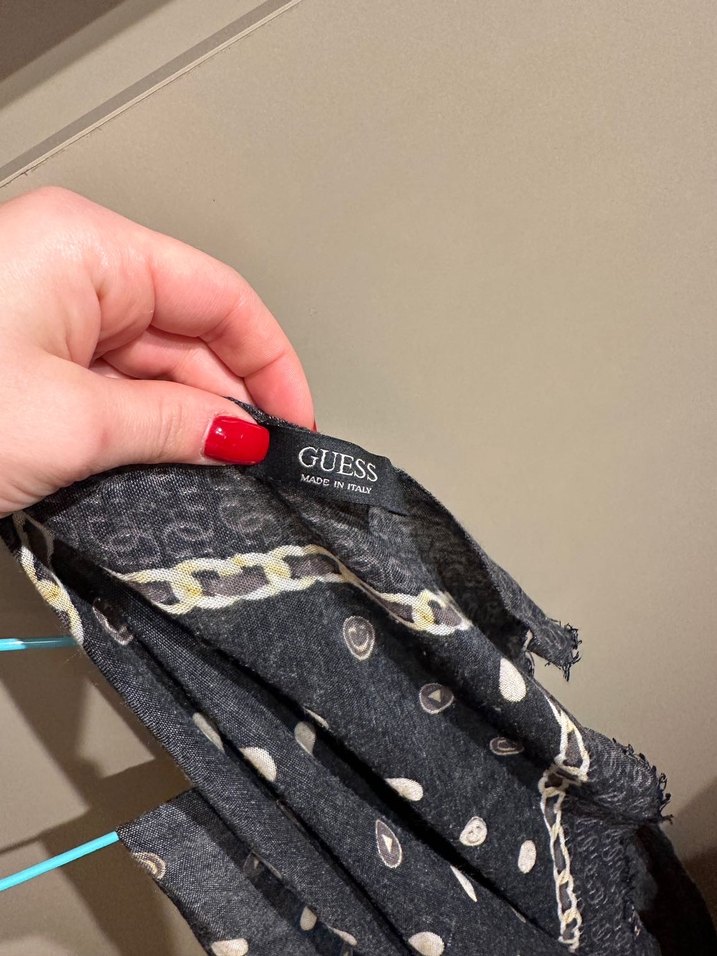 Gri Puantiyeli Denim Bohem Kadın Şal - Görsel 3