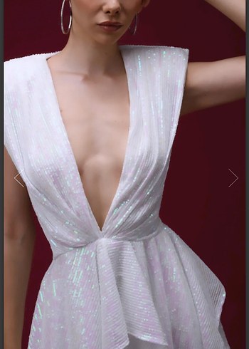 Beyaz payetli elbise - Görsel 3