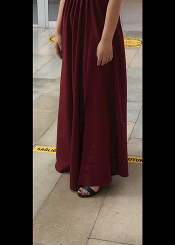 Bordo  Uzun Abiye Elbise - Görsel 3
