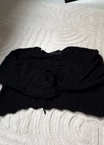 Siyah Örgü Mini Kadın Kazak - Görsel 2