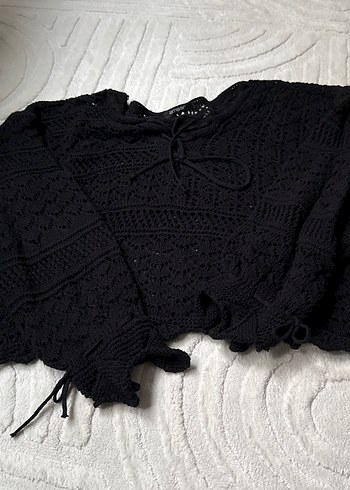 Siyah Örgü Mini Kadın Kazak - Görsel 3