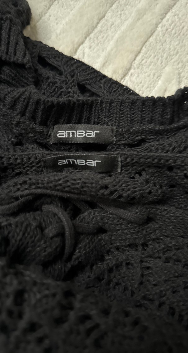 Siyah Örgü Mini Kadın Kazak - Görsel 5