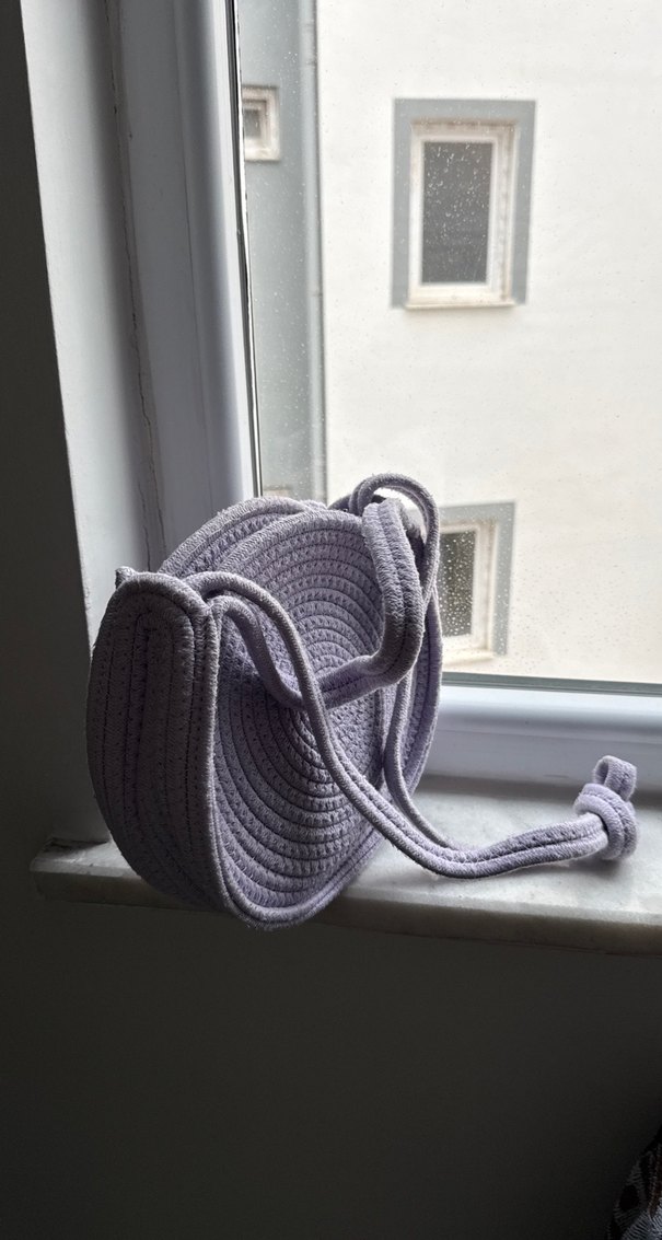 Gri Mor Örgü Bohem Kadın Çanta - Görsel 2