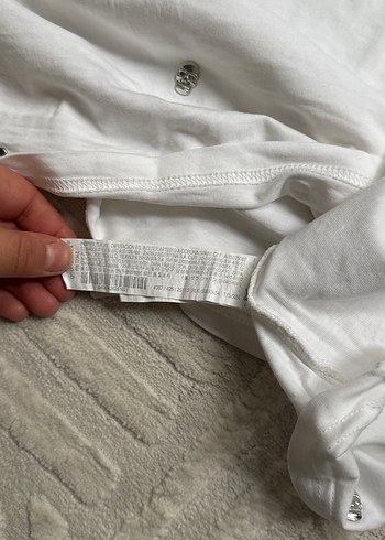 Nakışlı Beyaz Keten Hamile Tişörtü - Görsel 2