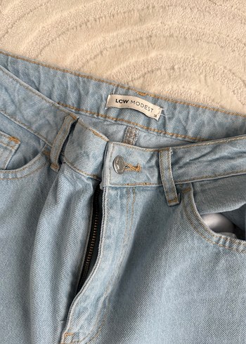 Kadın Mavi Bol Kesim Midi Denim Pantolon - Görsel 2