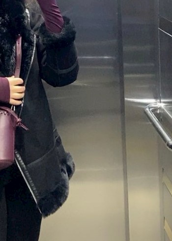 Siyah Deri Kürklü Biker Kadın Kışlık Ceket - Görsel 2