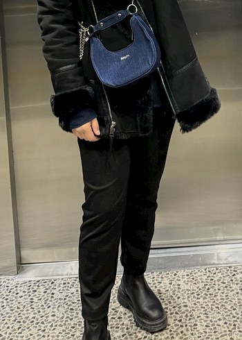 Siyah Deri Kürklü Biker Kadın Kışlık Ceket - Görsel 4