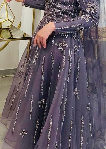 Uzun Mor Nakışlı Bohem Kadın Elbise - Görsel 2