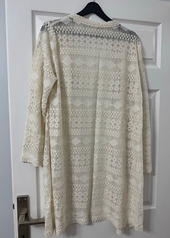 Uzun Kollu Beyaz Dantel Kadın Hırka - Görsel 3