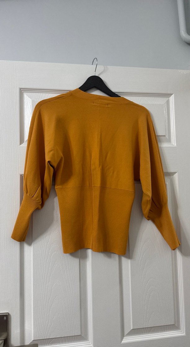 Sarı Kadın Süet V Yaka Salaş Bluz - Görsel 4