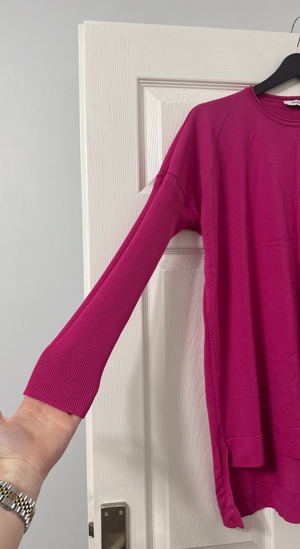 Kadın Pembe Uzun Kollu Salaş Tunik - Görsel 2