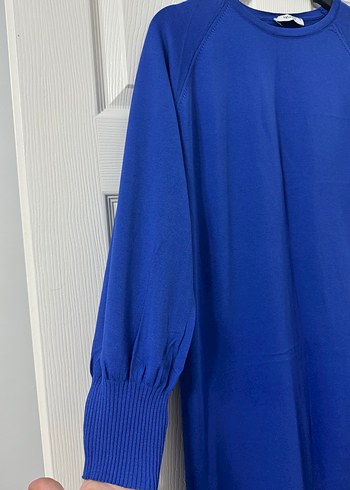 Uzun Kollu, Salaş Kesim Mavi Kadın Elbise - Görsel 3