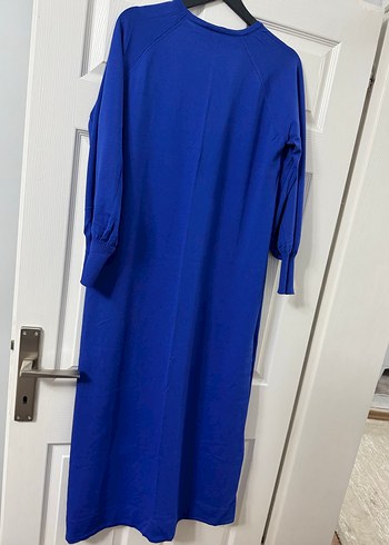 Uzun Kollu, Salaş Kesim Mavi Kadın Elbise - Görsel 4