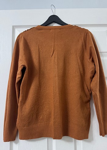 Örgü Detaylı Kahverengi Kadın Kazak - Görsel 3