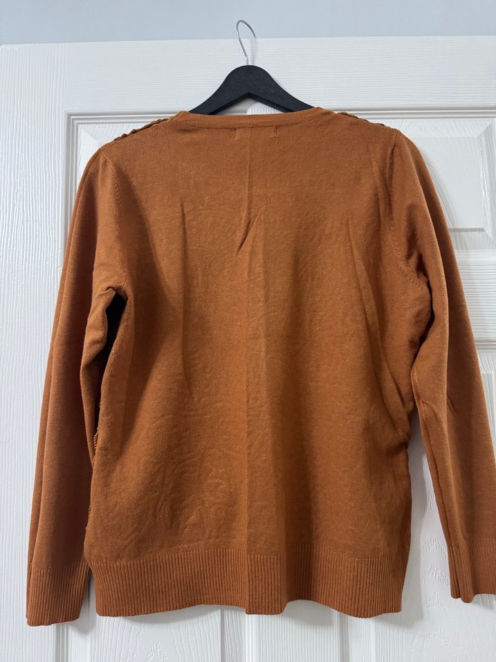 Örgü Detaylı Kahverengi Kadın Kazak - Görsel 3