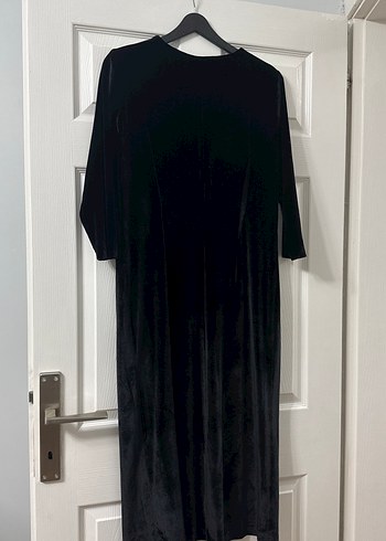 Siyah Süet Uzun Kollu Uzun Elbise - Görsel 3