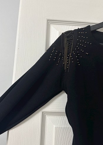 Kadın Siyah Triko Uzun Kollu Bluz - Görsel 2