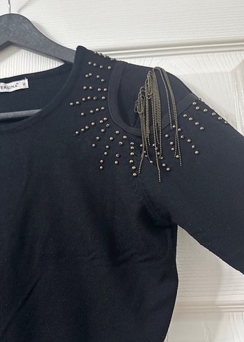 Kadın Siyah Triko Uzun Kollu Bluz - Görsel 3