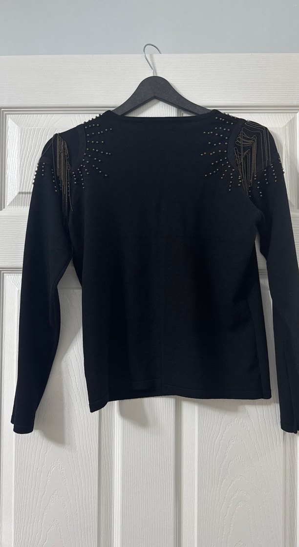 Kadın Siyah Triko Uzun Kollu Bluz - Görsel 4