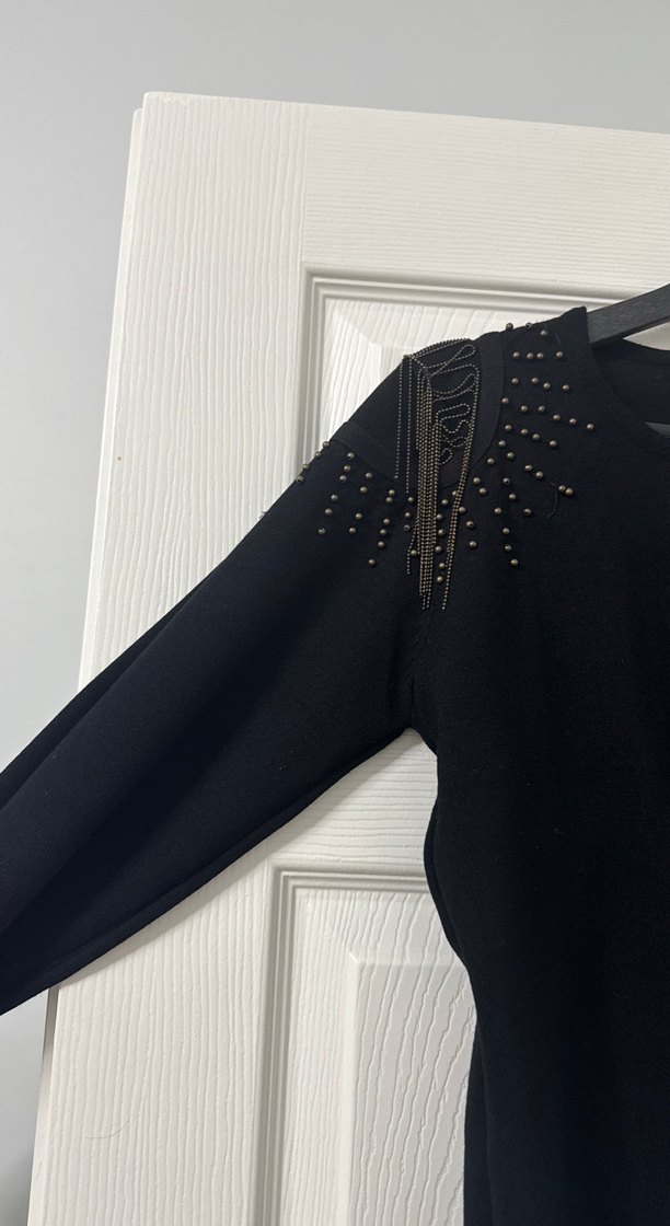 Kadın Siyah Triko Uzun Kollu Bluz - Görsel 2