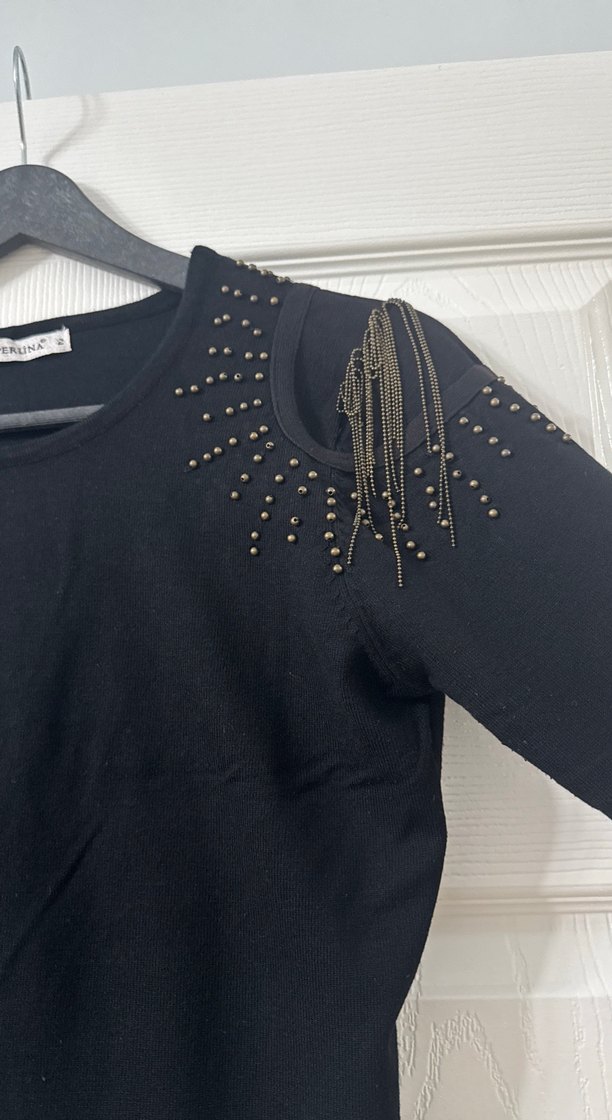 Kadın Siyah Triko Uzun Kollu Bluz - Görsel 3