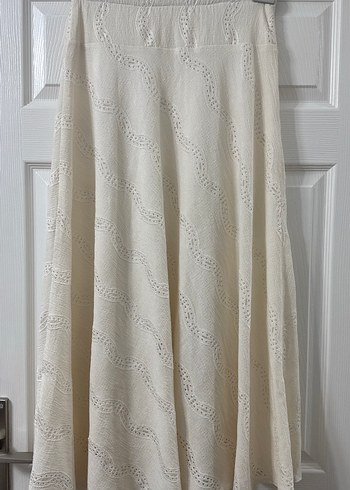 Dantel Detaylı Beyaz Kadın Uzun Etek - Görsel 2