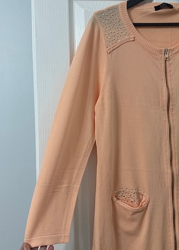Bej Uzun Kollu Rahat Kesim Kadın ceket - Görsel 2