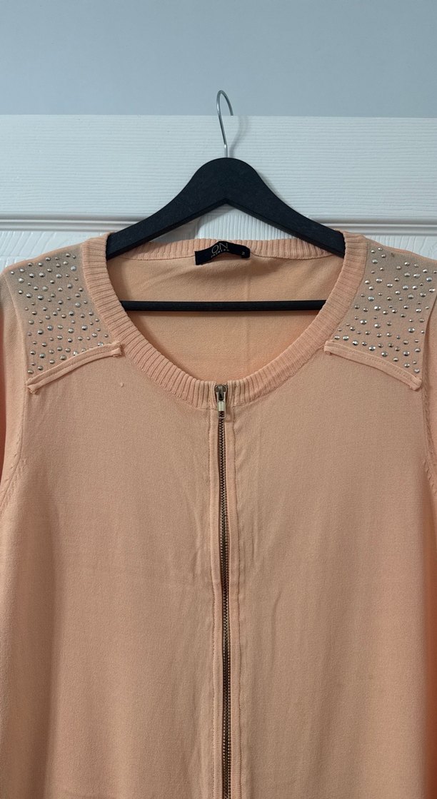 Bej Uzun Kollu Rahat Kesim Kadın ceket - Görsel 3