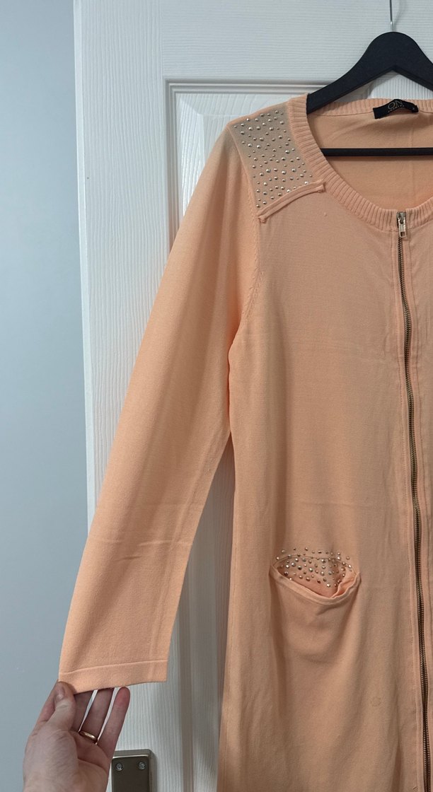 Bej Uzun Kollu Rahat Kesim Kadın ceket - Görsel 2