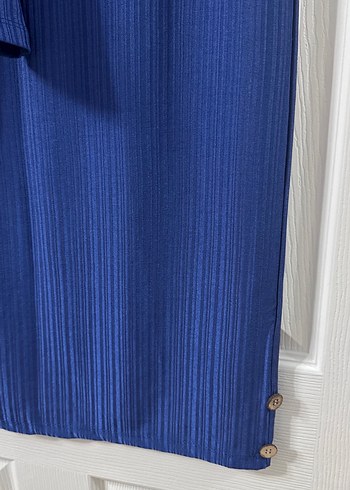 Lacivert Uzun Kollu Piliseli Kadın Tunik - Görsel 3