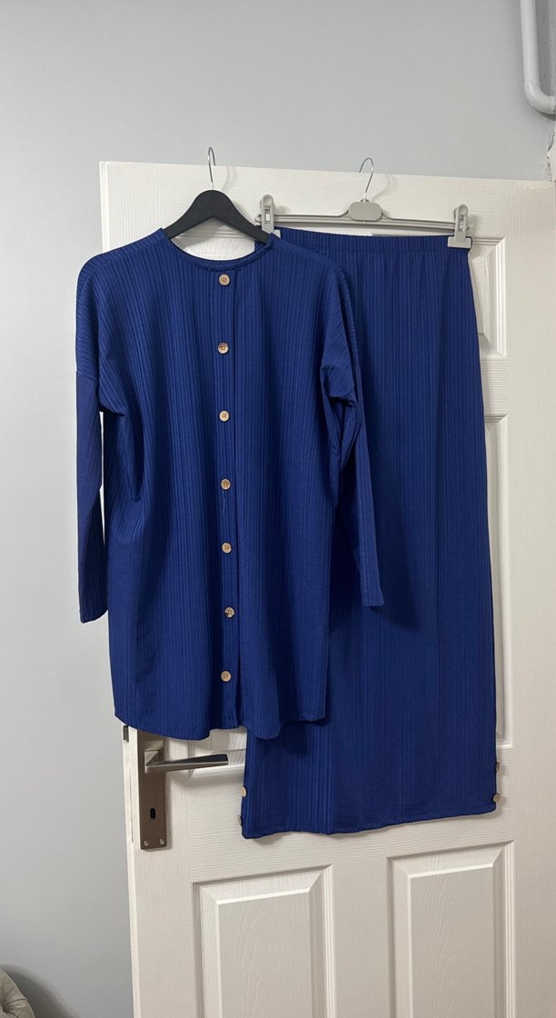 Lacivert Uzun Kollu Piliseli Kadın Tunik - Görsel 2