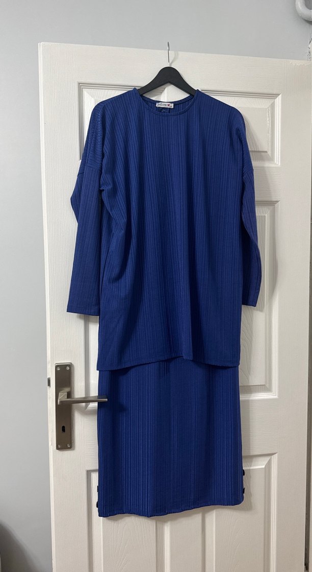 Lacivert Uzun Kollu Piliseli Kadın Tunik - Görsel 4