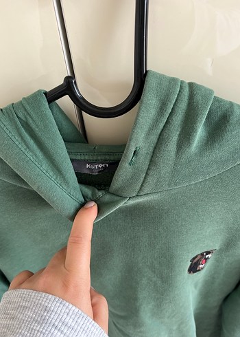 m Beden Kadın Yeşil Kapüşonlu Sweatshirt