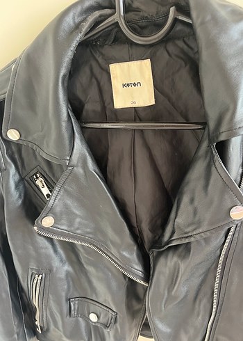 36 Beden Siyah Deri Kemerli Biker Ceket