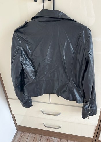 Koton Siyah Deri Kemerli Biker Ceket